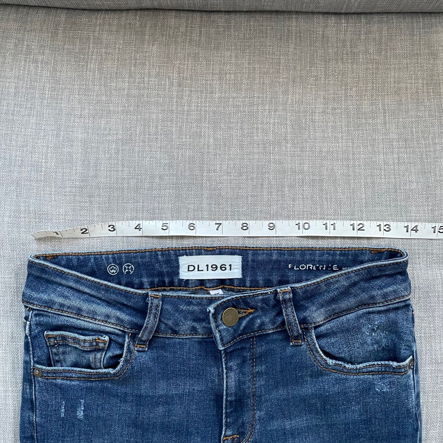 DL1961 Distressed Florence Instasculpt Raw Hem Skinny Jeans Womens 25 Mid Rise