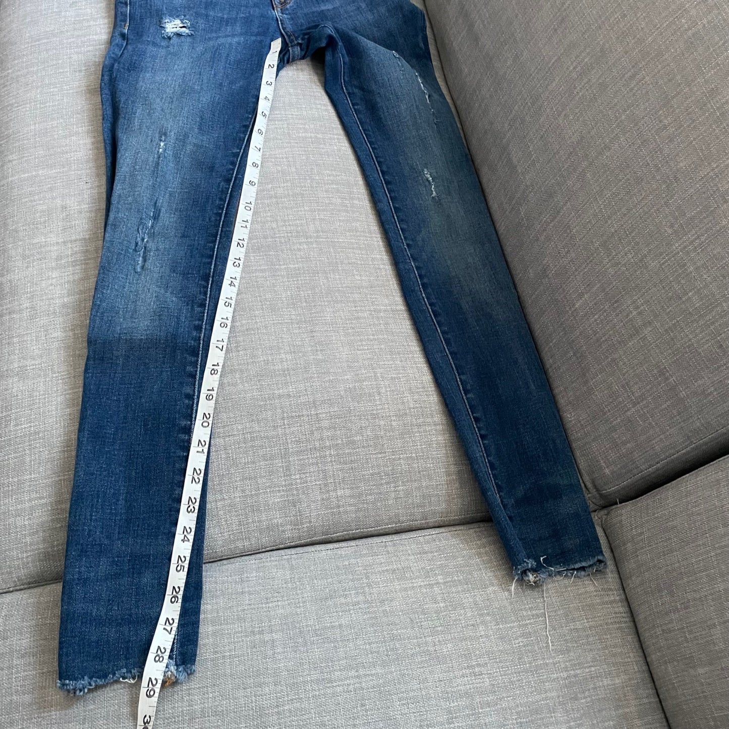 DL1961 Distressed Florence Instasculpt Raw Hem Skinny Jeans Womens 25 Mid Rise