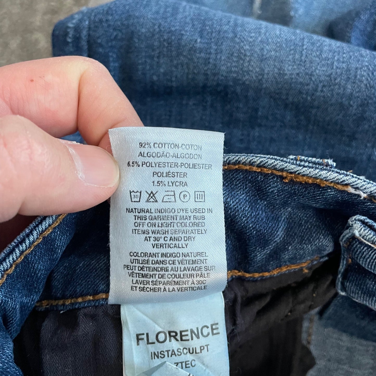 DL1961 Distressed Florence Instasculpt Raw Hem Skinny Jeans Womens 25 Mid Rise