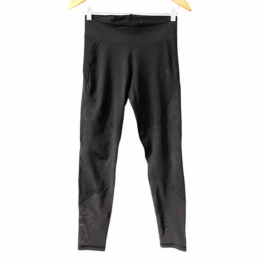 Adidas Climalite Black Mid Rise Leggings Mesh Womens Small Geometric Athletic