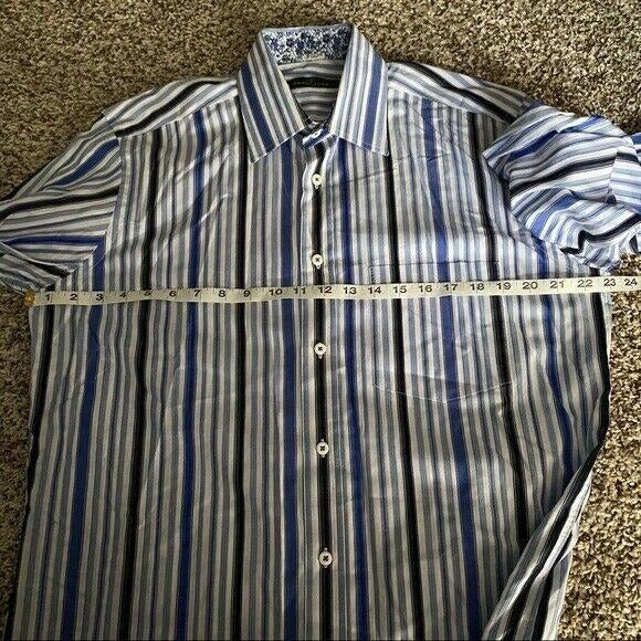Bugatchi Uomo Contrast Cuff Button Up Shirt Mens Size Medium Striped Floral