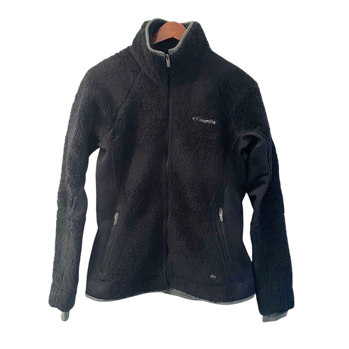 Columbia Black Full Zip Sherpa Sweater Jacket Womens Medium Outdoor Athletic