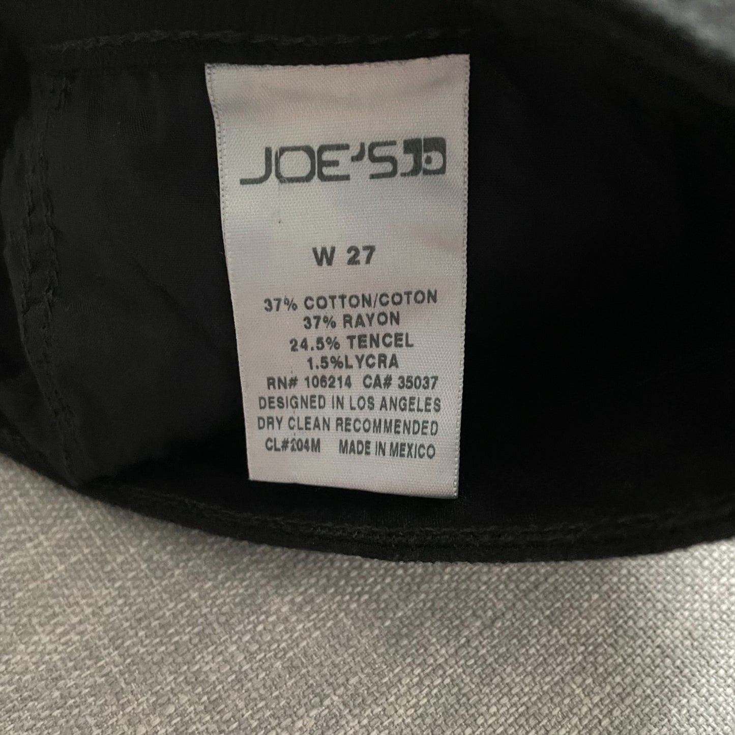 Joe's Jeans Polly Black Skinny Coated Front Panel Mid Rise Denim Jeans Womens 27