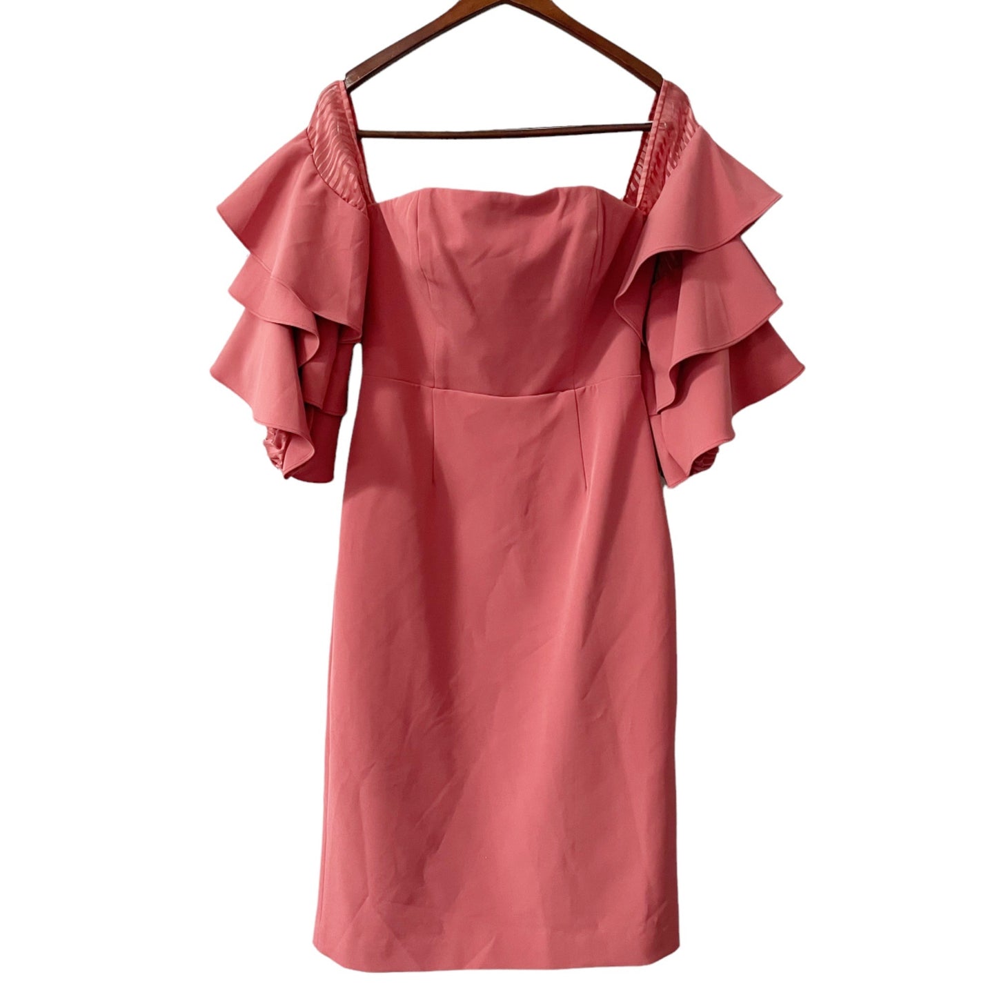 La Maison Talulah Pink Off the Shoulder Ruffle Sleeve Dress Womens Medium Glam