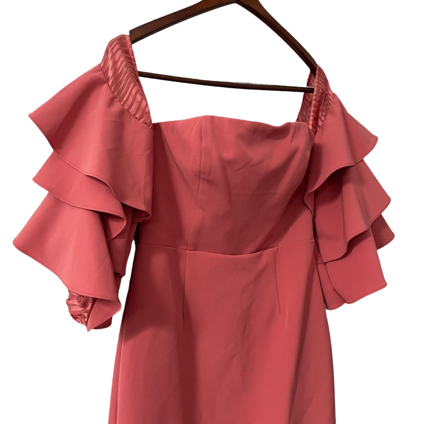 La Maison Talulah Pink Off the Shoulder Ruffle Sleeve Dress Womens Medium Glam
