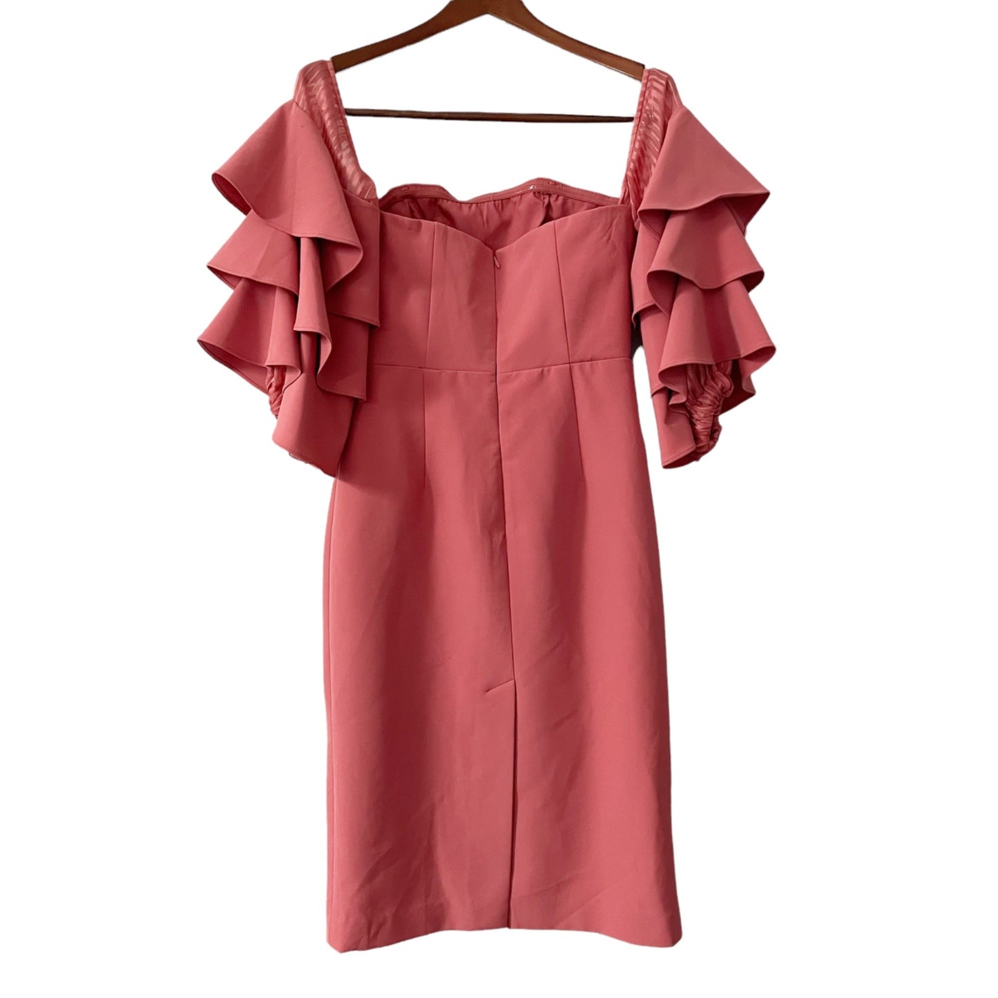 La Maison Talulah Pink Off the Shoulder Ruffle Sleeve Dress Womens Medium Glam