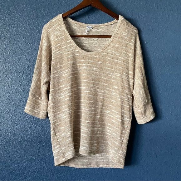Splendid Scoop Neck Bat Wing Sleeve Marled Knit Top Womens Small Boho Lagenlook