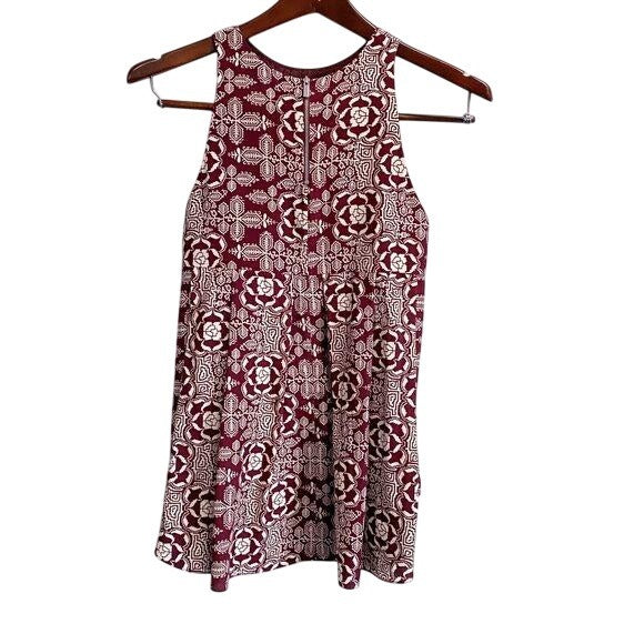 Elizabeth and James 100% Silk Floral Swing Pleated Tank Tunic Womens XS Boho