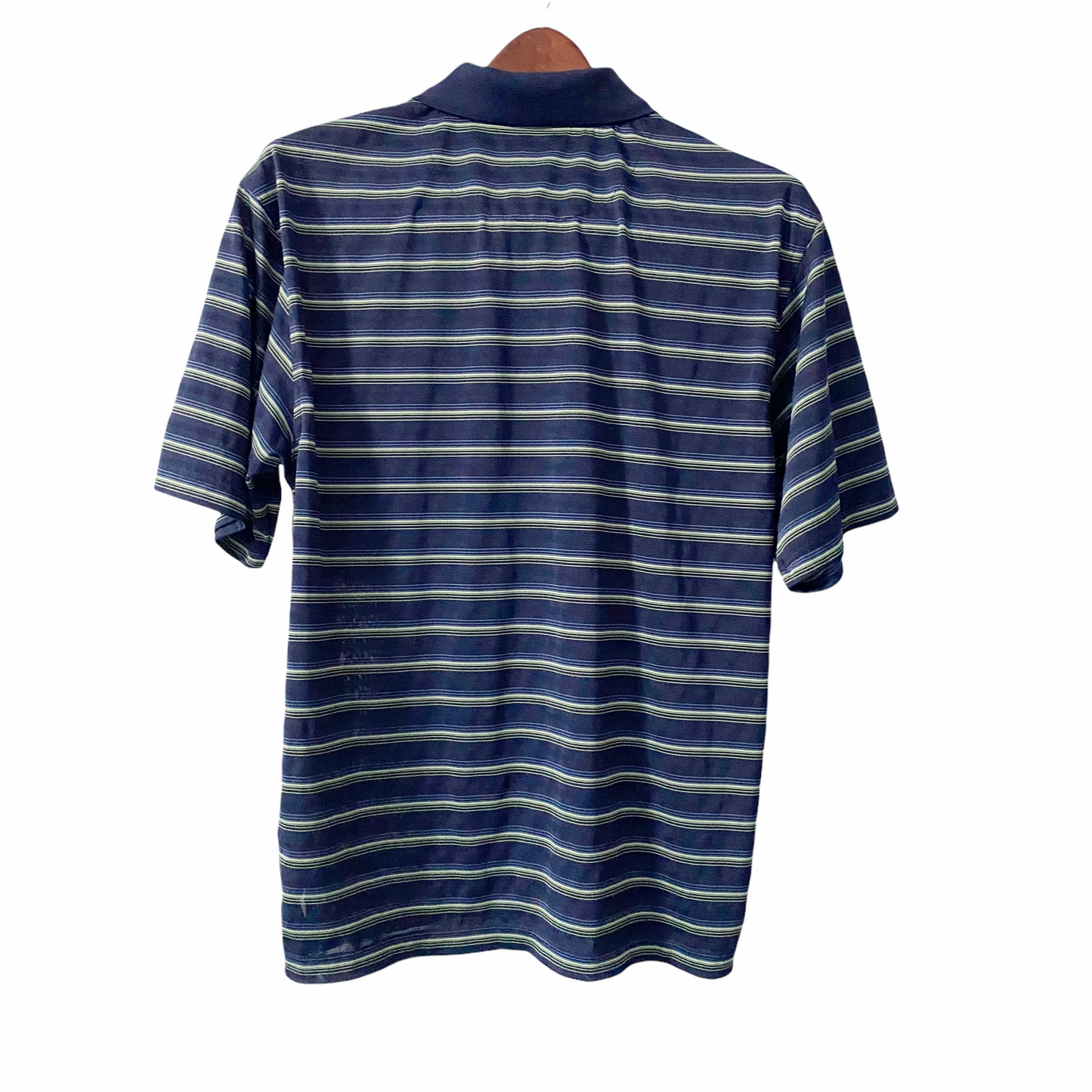 PGA Tour Blue Striped Golf Polo Mens Size Medium Preppy Classic Casual Athletic