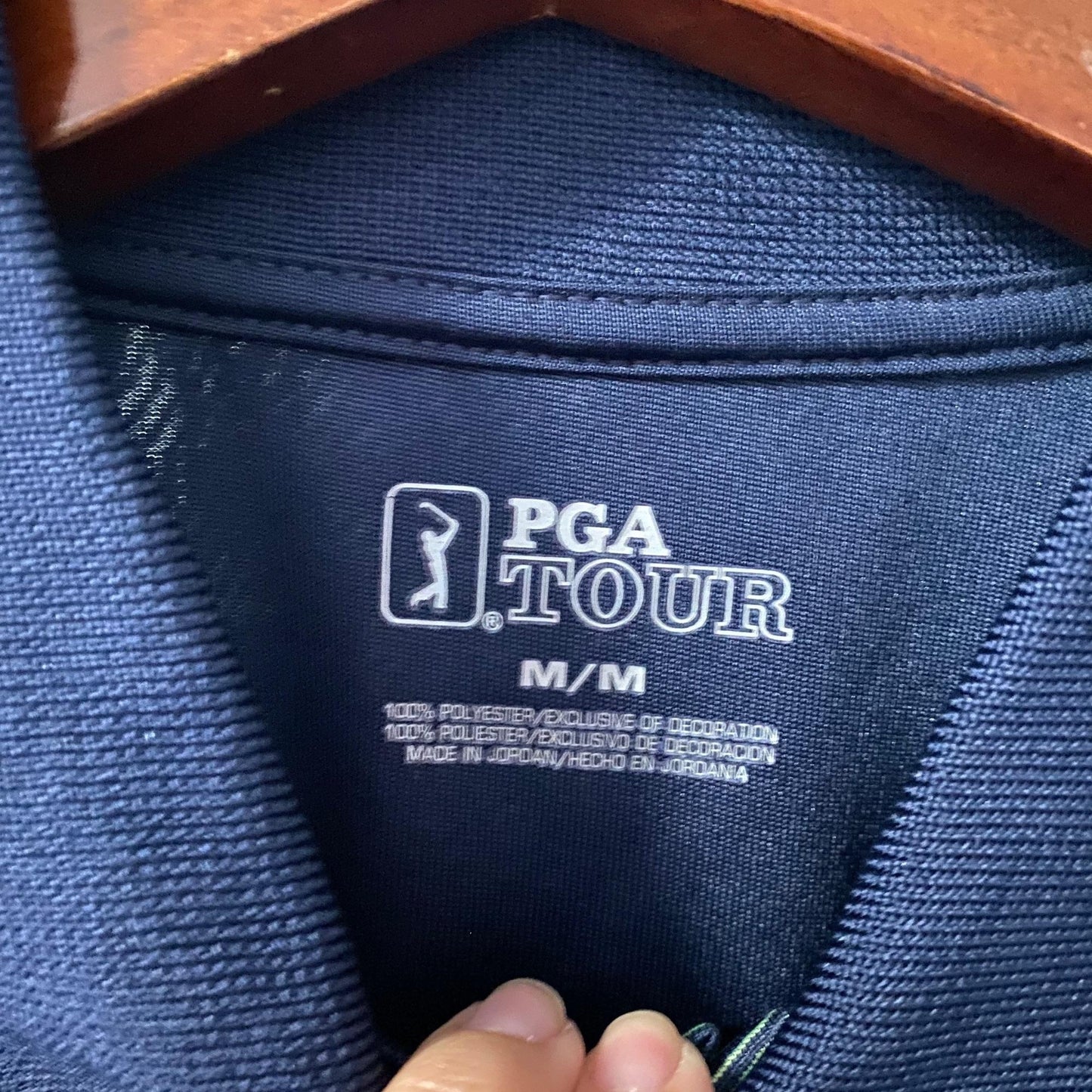 PGA Tour Blue Striped Golf Polo Mens Size Medium Preppy Classic Casual Athletic