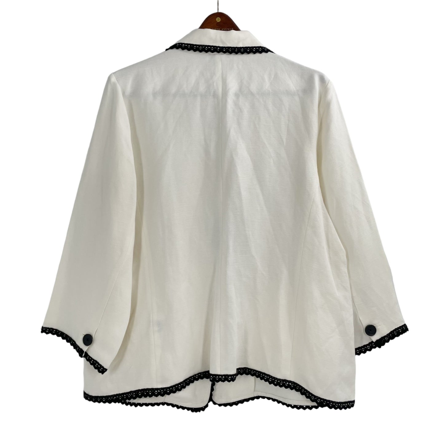 Linea by Louis Dell'Olio White Black Trim Linen Blazer Jacket Women's Size XL
