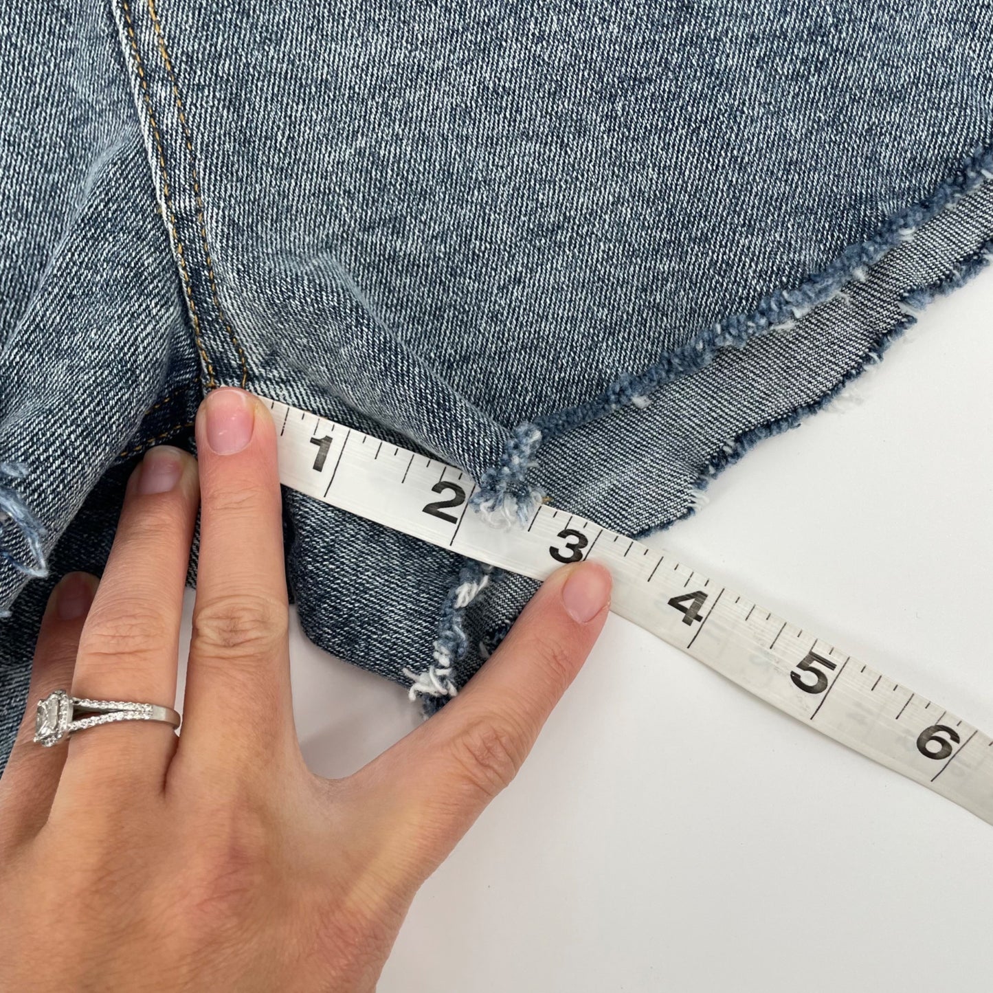 Ader Error Korean Cinder Leather Pocket High Rise Denim Shorts Womens Size 24