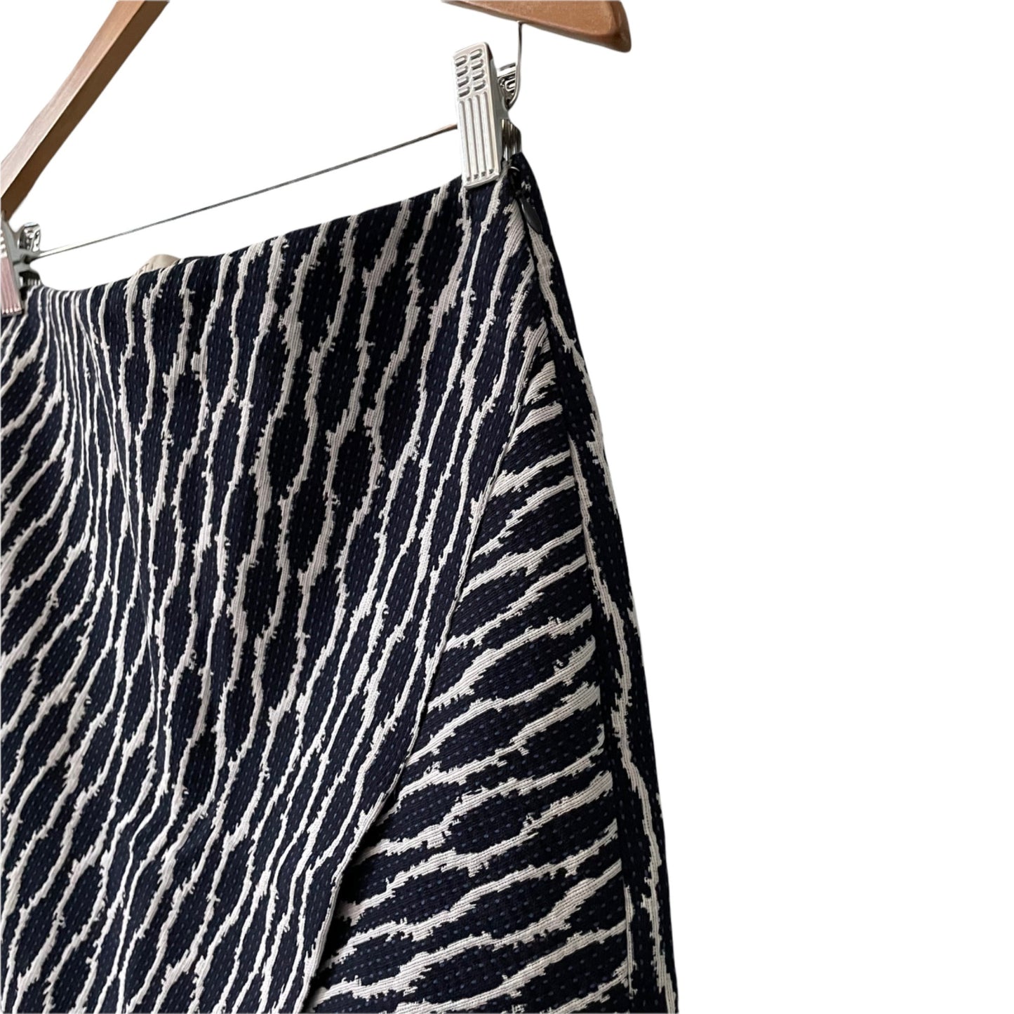 LOFT Coastal Nautical Ikat Faux Wrap Blue Asymmetric Short Skirt Womens Small