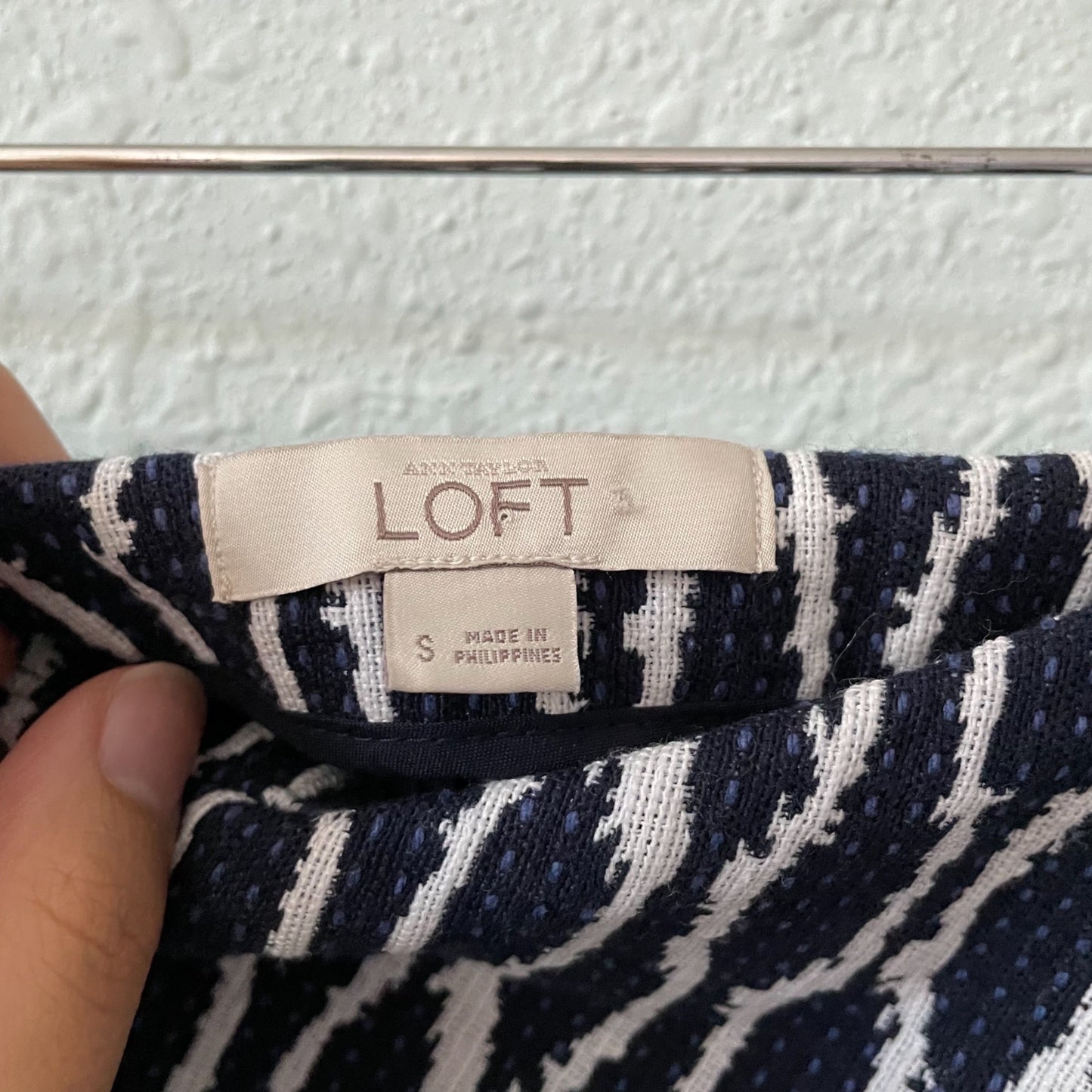 LOFT Coastal Nautical Ikat Faux Wrap Blue Asymmetric Short Skirt Womens Small