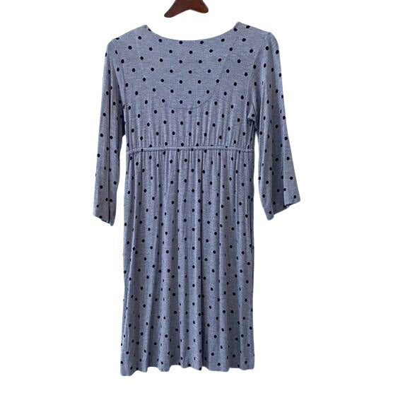 Soma Gray Casual Polka Dot Lounge Wear Empire Waist V-Neck Dress Womens Size XS