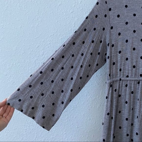 Soma Gray Casual Polka Dot Lounge Wear Empire Waist V-Neck Dress Womens Size XS