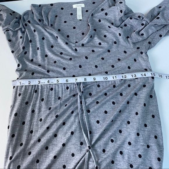 Soma Gray Casual Polka Dot Lounge Wear Empire Waist V-Neck Dress Womens Size XS
