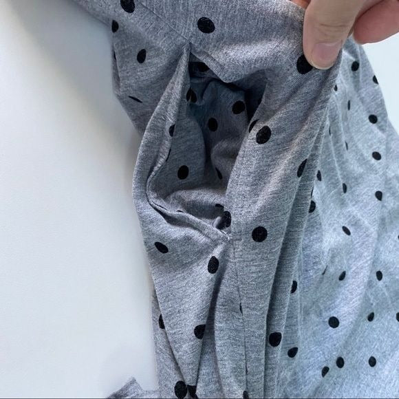 Soma Gray Casual Polka Dot Lounge Wear Empire Waist V-Neck Dress Womens Size XS