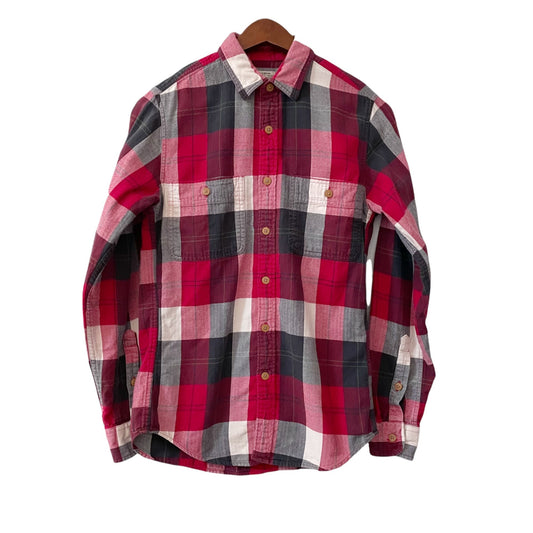 J. Crew Factory Red Plaid Flannel Button Up Shirt Mens XS Cotton Preppy Classic