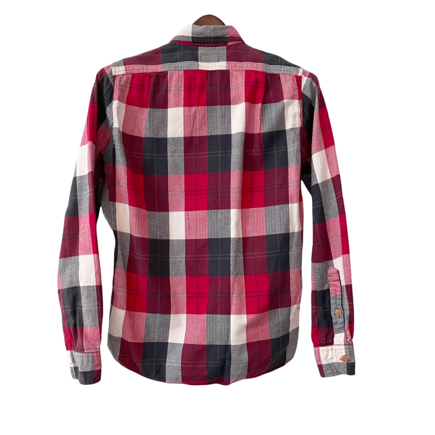 J. Crew Factory Red Plaid Flannel Button Up Shirt Mens XS Cotton Preppy Classic