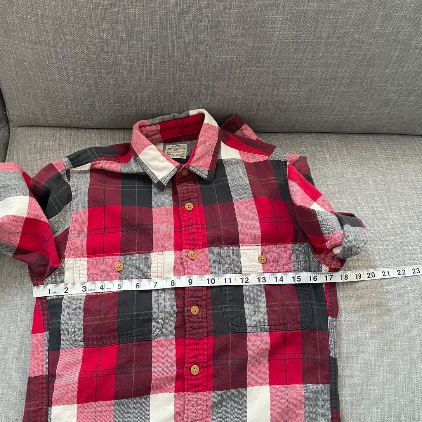J. Crew Factory Red Plaid Flannel Button Up Shirt Mens XS Cotton Preppy Classic