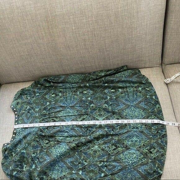 Sun & Shadow Green Boho Studded Long Sleeve Tunic Womens Size XS Swim Cover