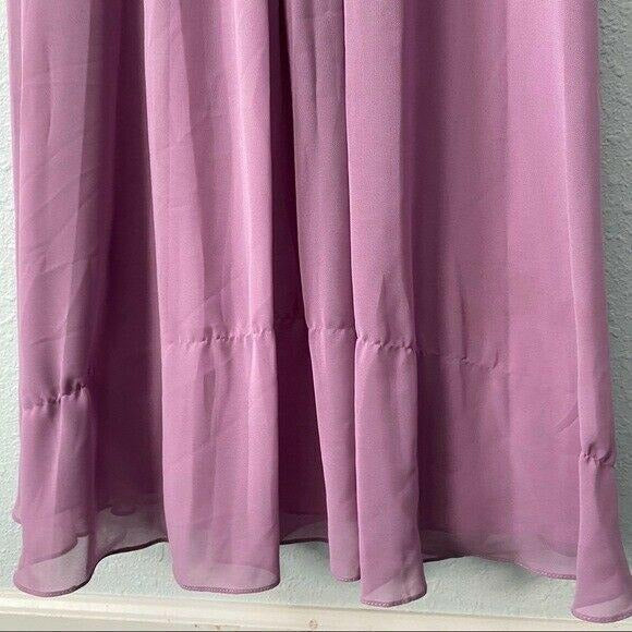 Azazie V-Neck Bridesmaid Prom Maxi Dress Womens Small Formal Chiffon Lavender