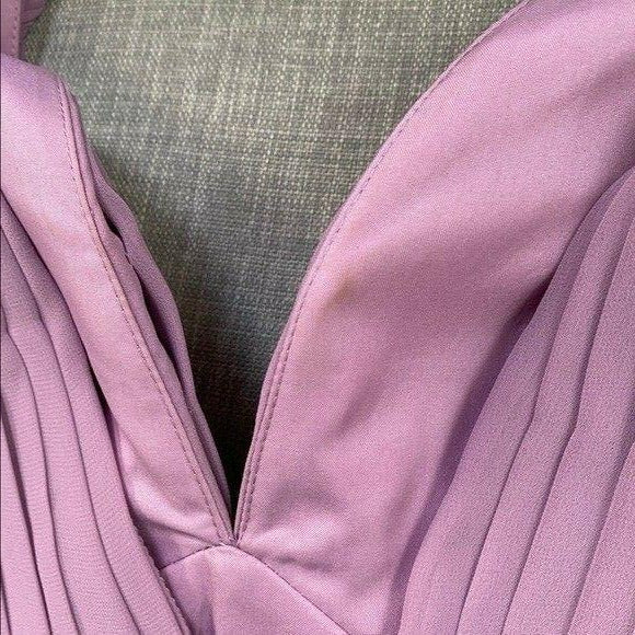 Azazie V-Neck Bridesmaid Prom Maxi Dress Womens Small Formal Chiffon Lavender