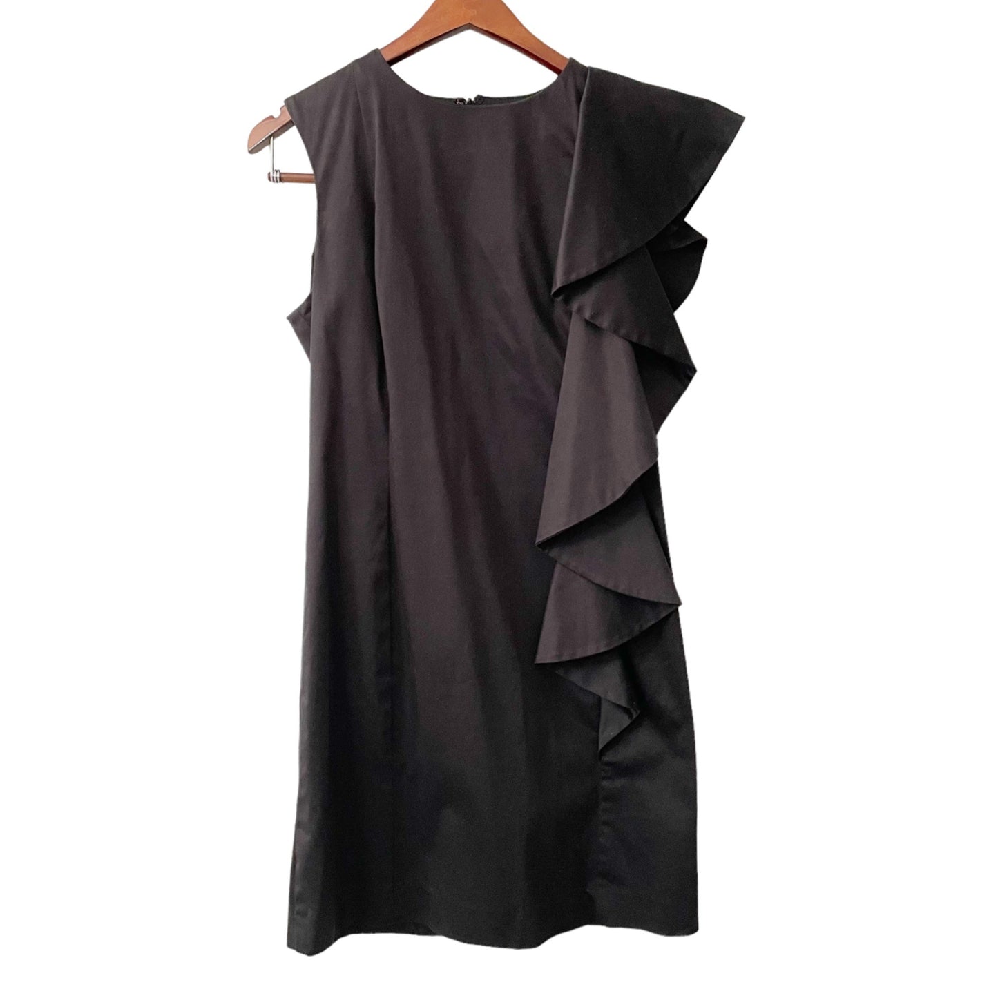 French Connection Black Wonder Ruffle Party Mini Dress Womens 10 LBD Elegant