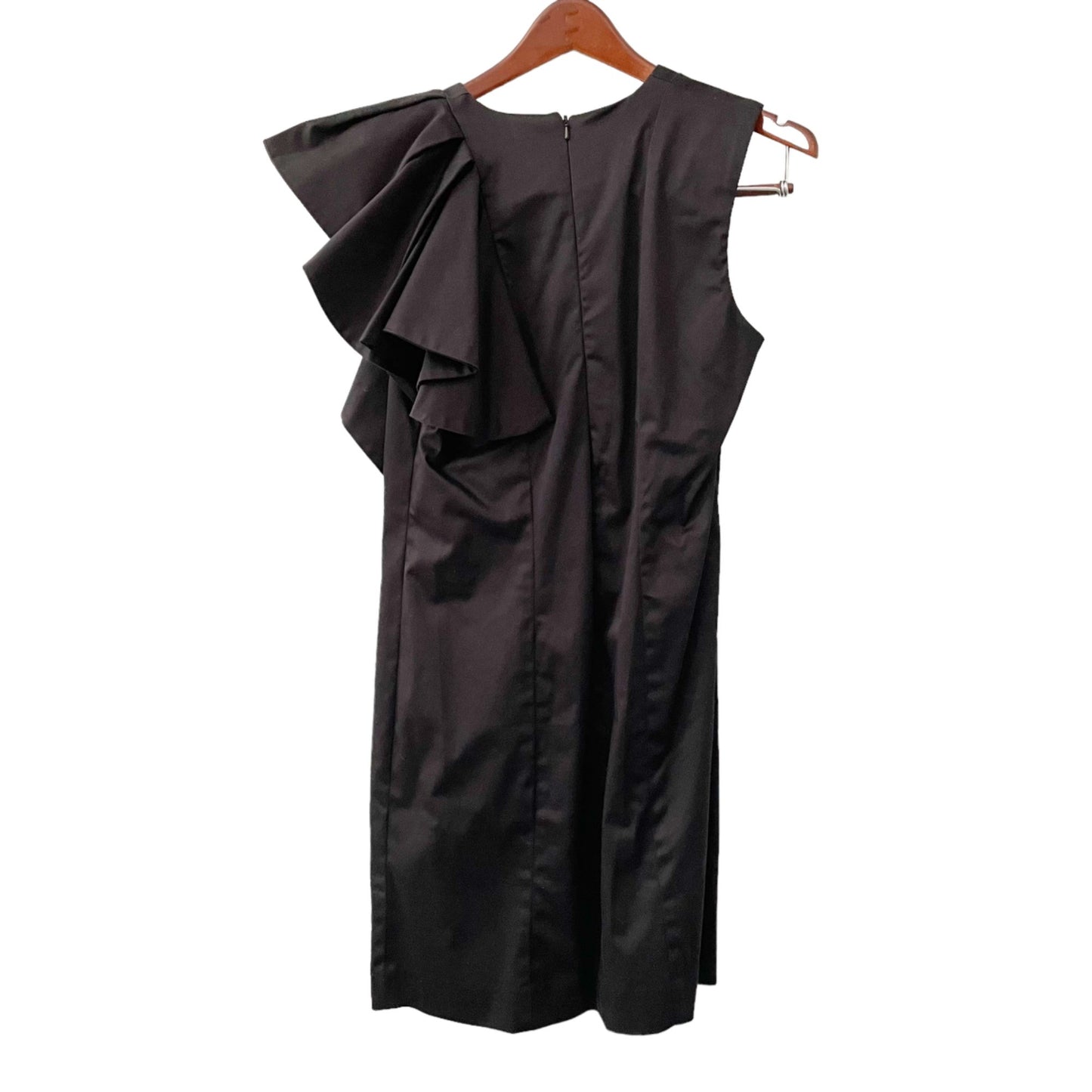 French Connection Black Wonder Ruffle Party Mini Dress Womens 10 LBD Elegant