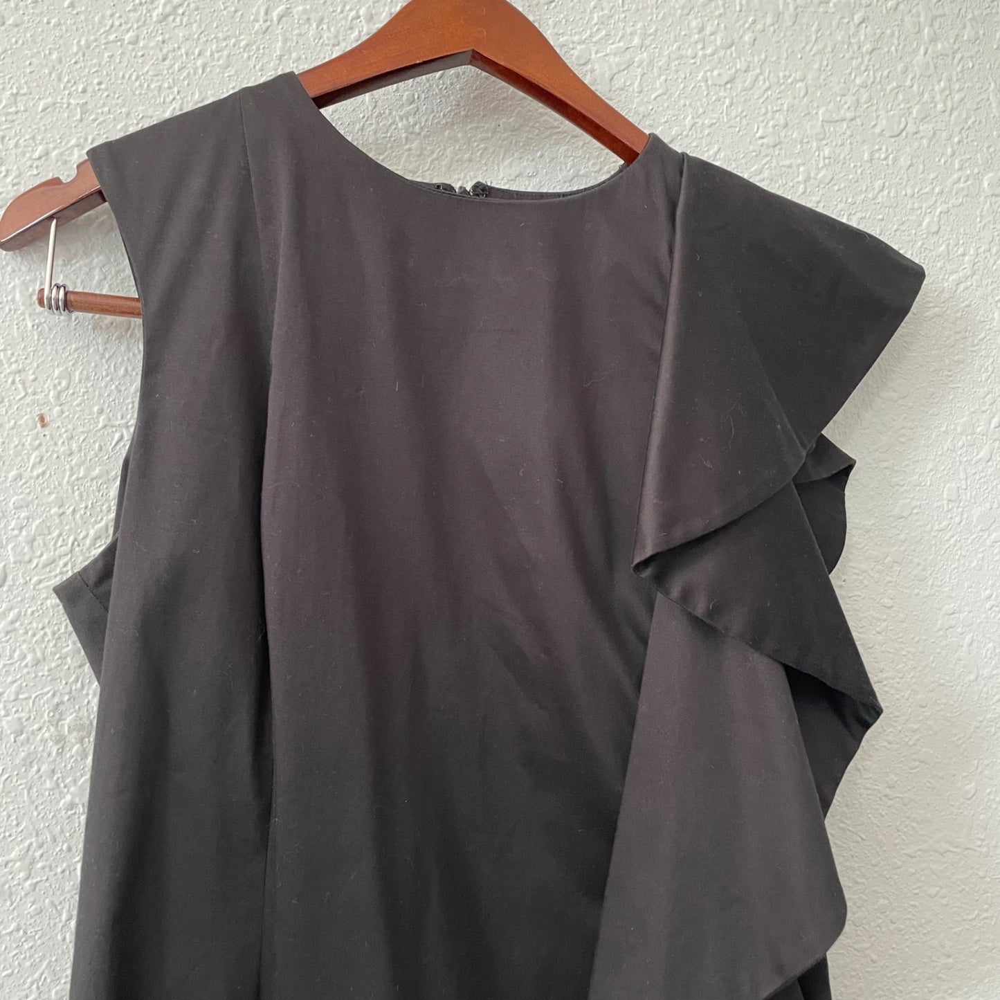 French Connection Black Wonder Ruffle Party Mini Dress Womens 10 LBD Elegant