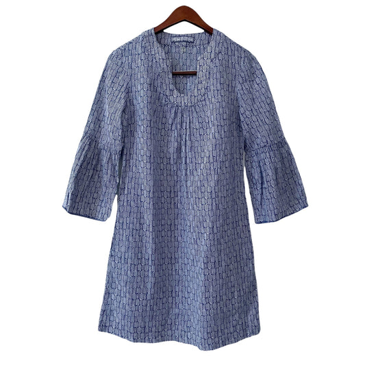 Martin + Osa Blue Chevron Print Bell Sleeve Tunic Dress Womens Small Lightweight