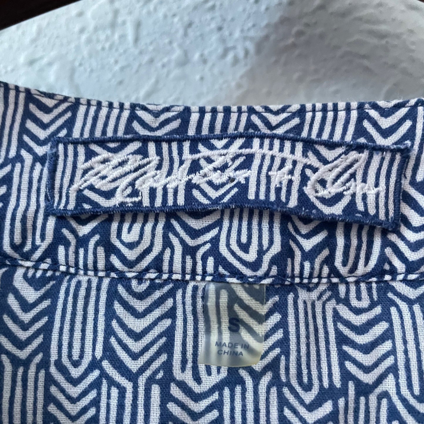 Martin + Osa Blue Chevron Print Bell Sleeve Tunic Dress Womens Small Lightweight