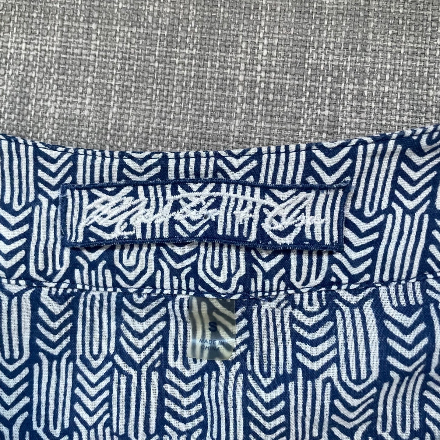 Martin + Osa Blue Chevron Print Bell Sleeve Tunic Dress Womens Small Lightweight