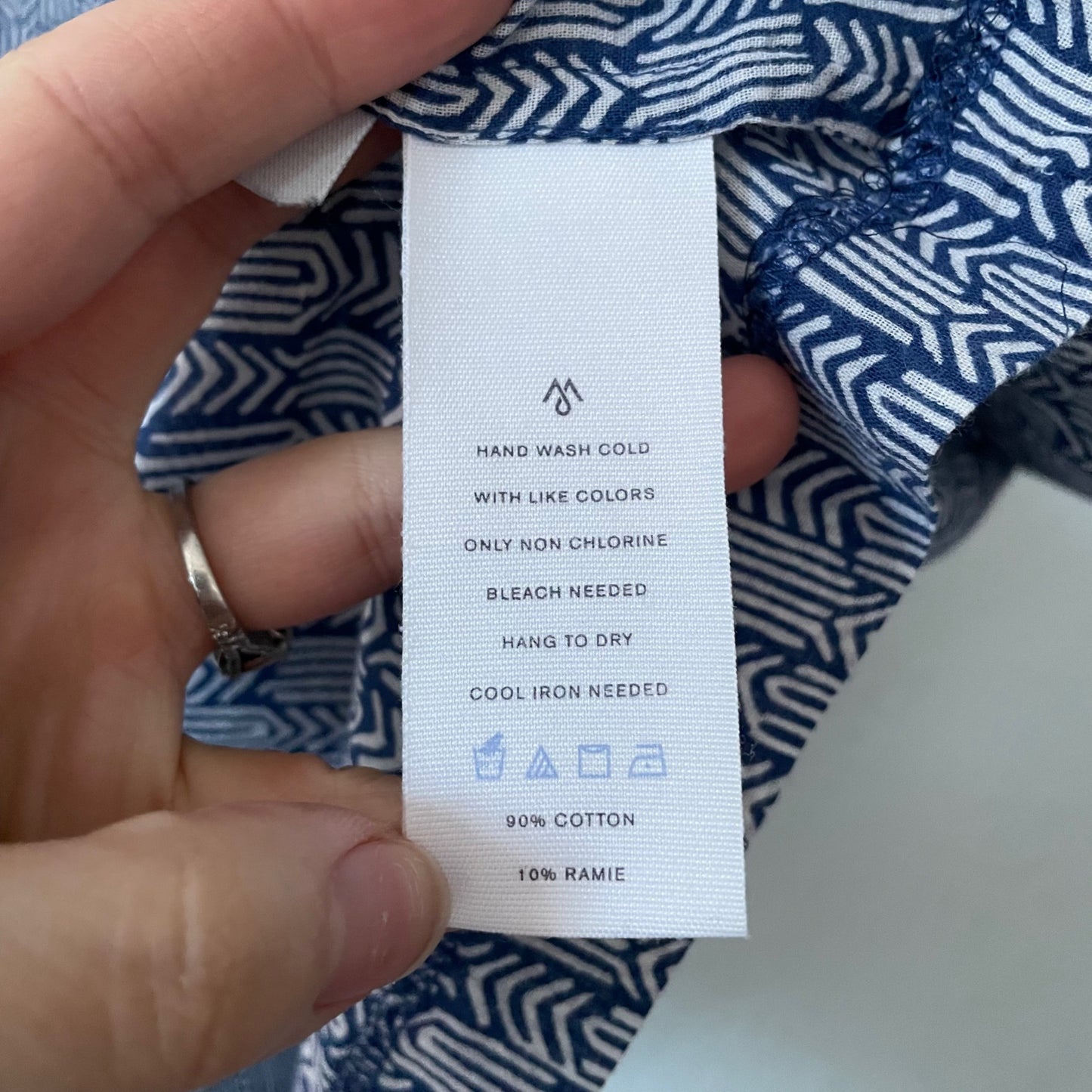 Martin + Osa Blue Chevron Print Bell Sleeve Tunic Dress Womens Small Lightweight