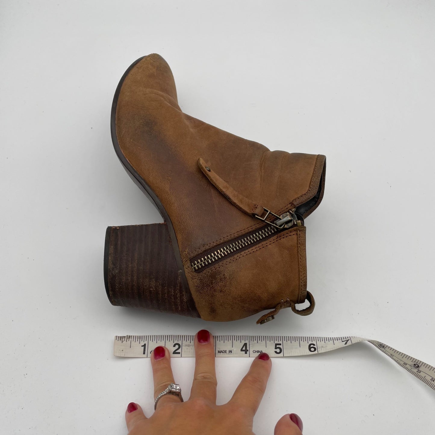 Steve Madden Brown Leather Julius Ankle Boots Pointed Toe Womens 8 Boho Western