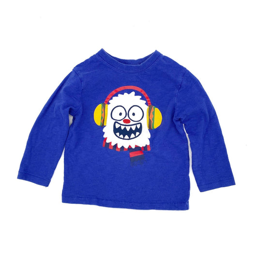 GAP Abominable Snowman Blue Long Sleeve T-Shirt Toddler Size 2T Textured Cotton