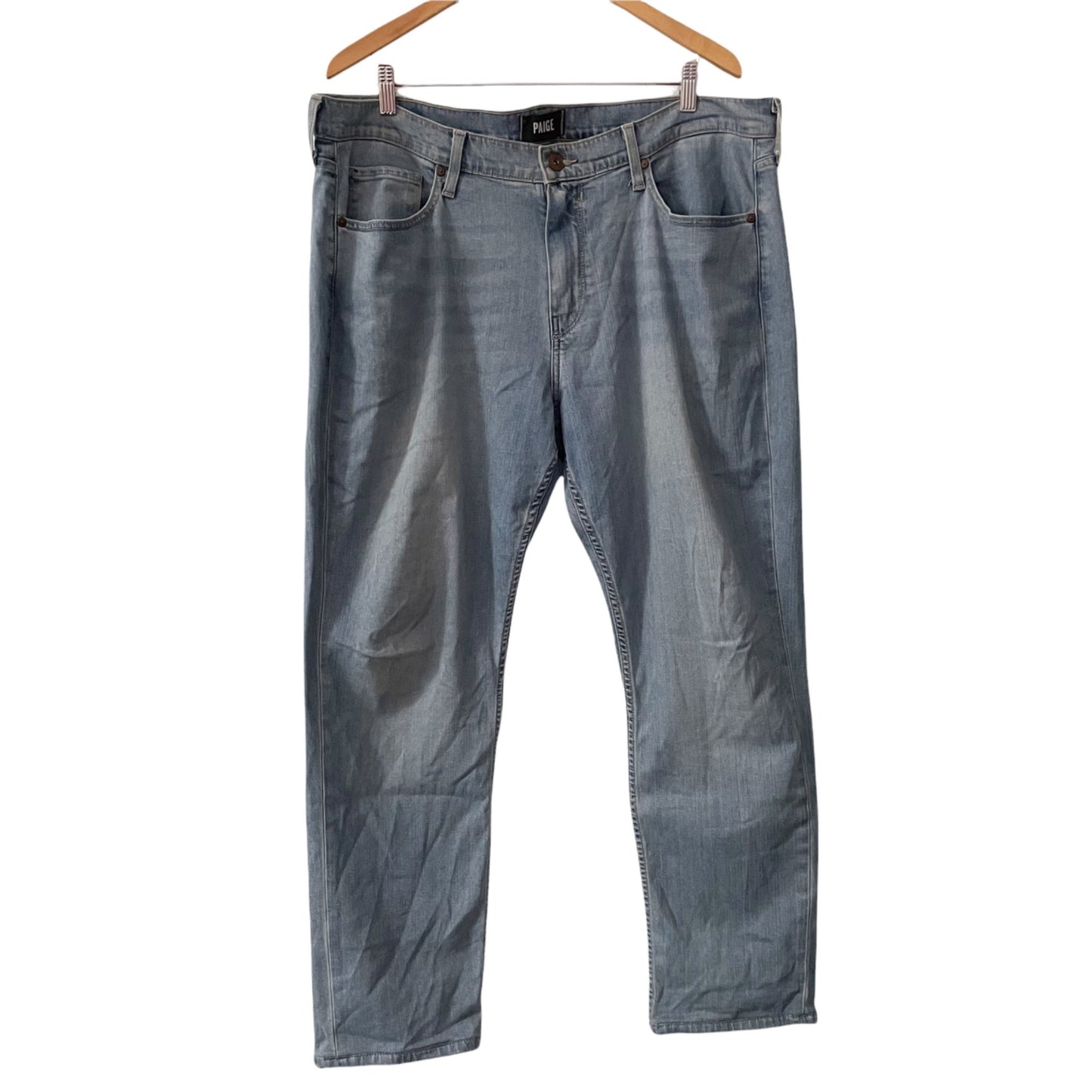PAIGE Lennox Light Wash Slim Fit Blue Jeans Mens Size 38 Casual Denim Stretch