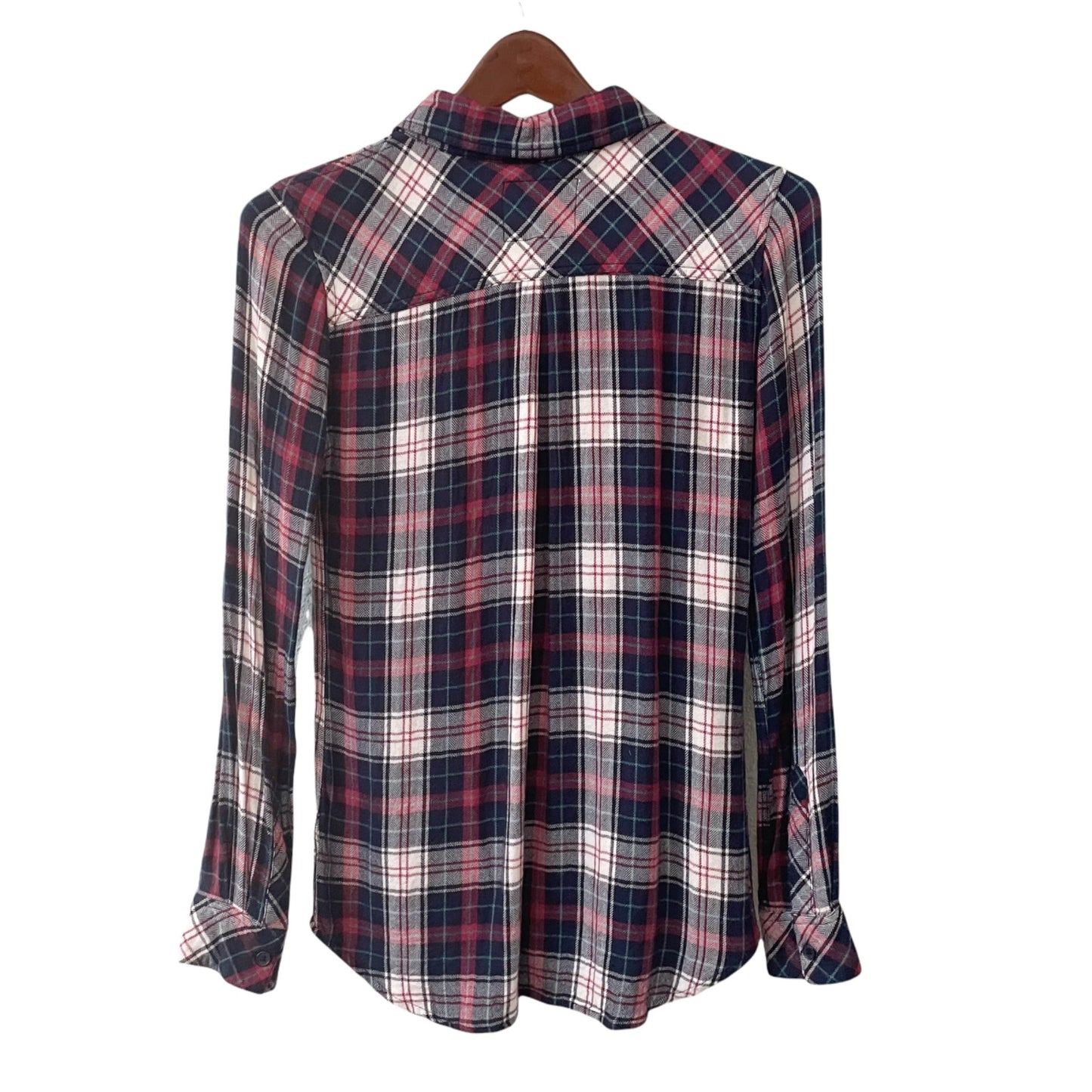 Rails Navy Red Plaid Long Sleeve Button Up Flannel Shirt Womens XS Nautical