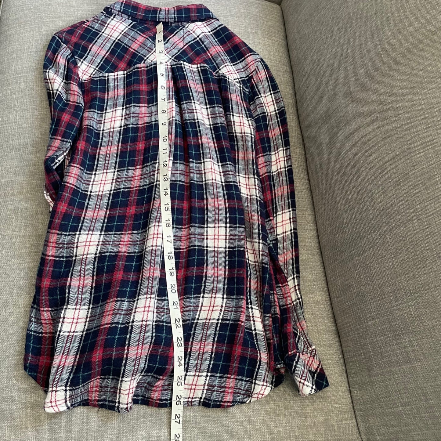 Rails Navy Red Plaid Long Sleeve Button Up Flannel Shirt Womens XS Nautical