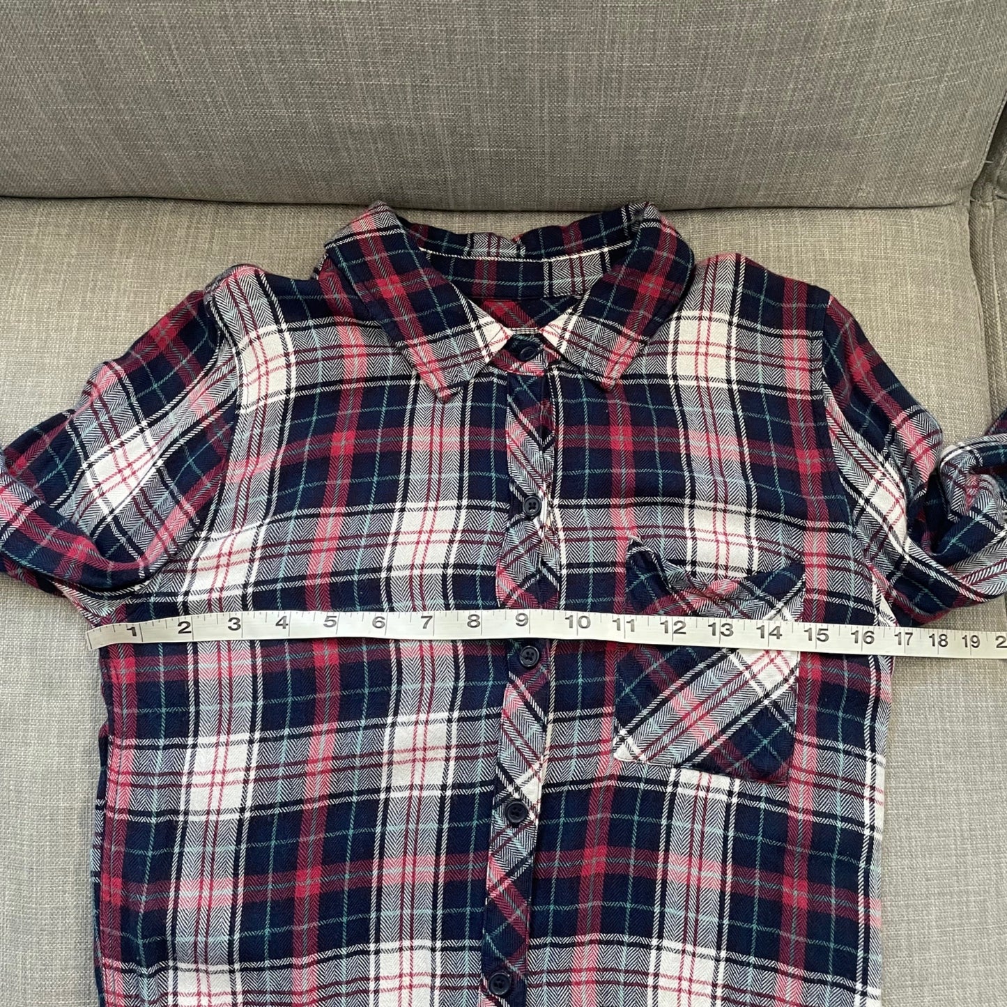 Rails Navy Red Plaid Long Sleeve Button Up Flannel Shirt Womens XS Nautical
