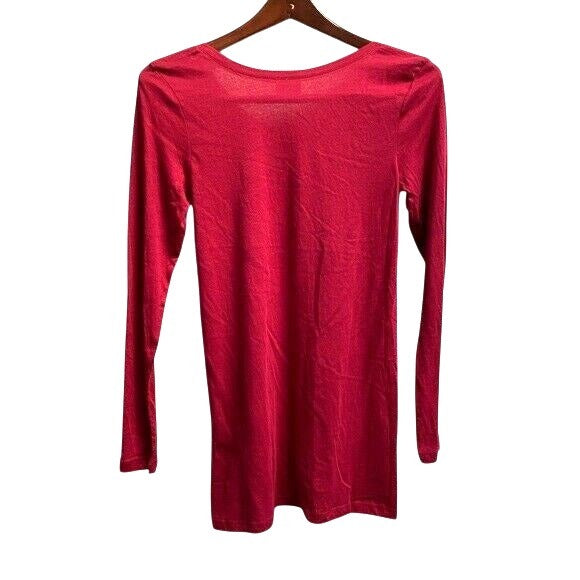 NWT Abound Lightweight Long Sleeve Scoop Neck Layering T-Shirt Womens XXS Red