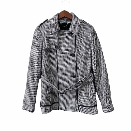 Banana Republic Classic Capsule Wardrobe Belted Trench Coat Womens XS Gray Chic