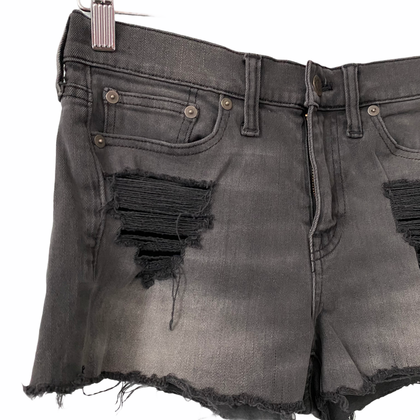 Madewell Black Distressed Mid Rise Boyshorts Denim Shorts Womens Size 24 Grunge