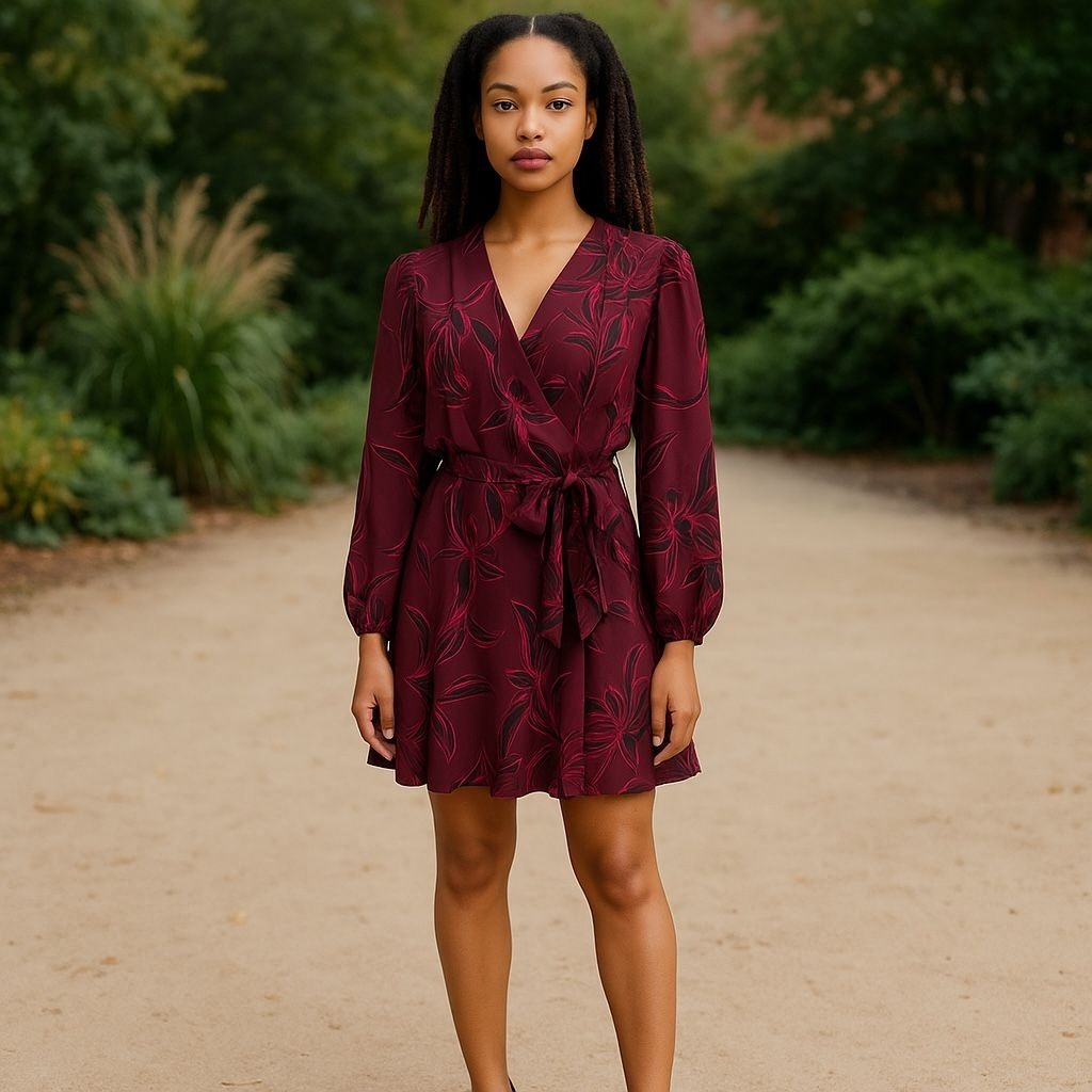A.L.C. Embry Bordeaux Womens Size 0 Silk Chiffon Belted Mini Wrap Dress Feminine