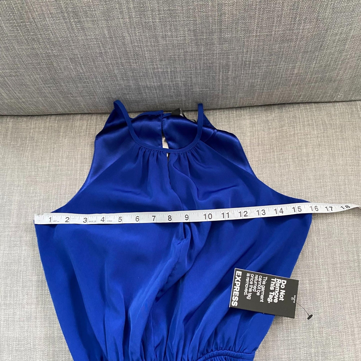 NWT Express Cobalt Blue Sleeveless Belted Dress Keyhole Neck Womens XS Party