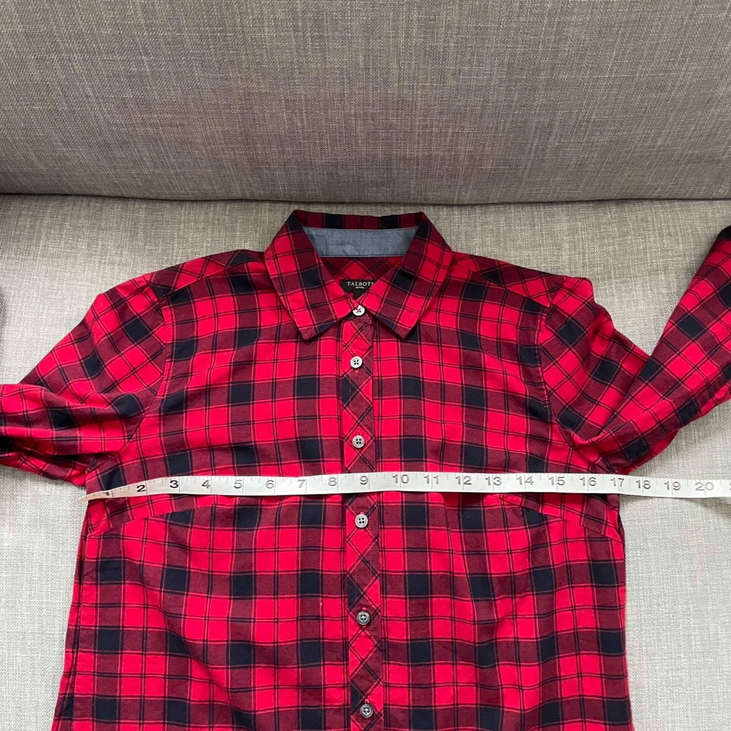 Talbots Red Plaid Flannel Button Up Shirt Womens Size Petite Business Casual