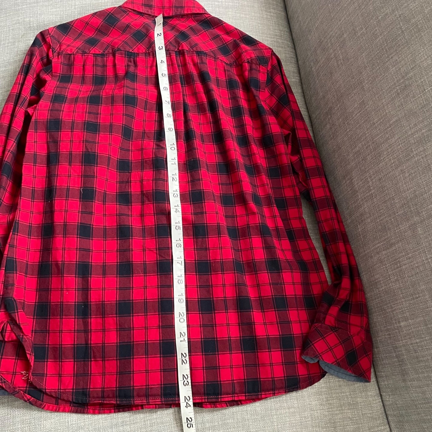 Talbots Red Plaid Flannel Button Up Shirt Womens Size Petite Business Casual