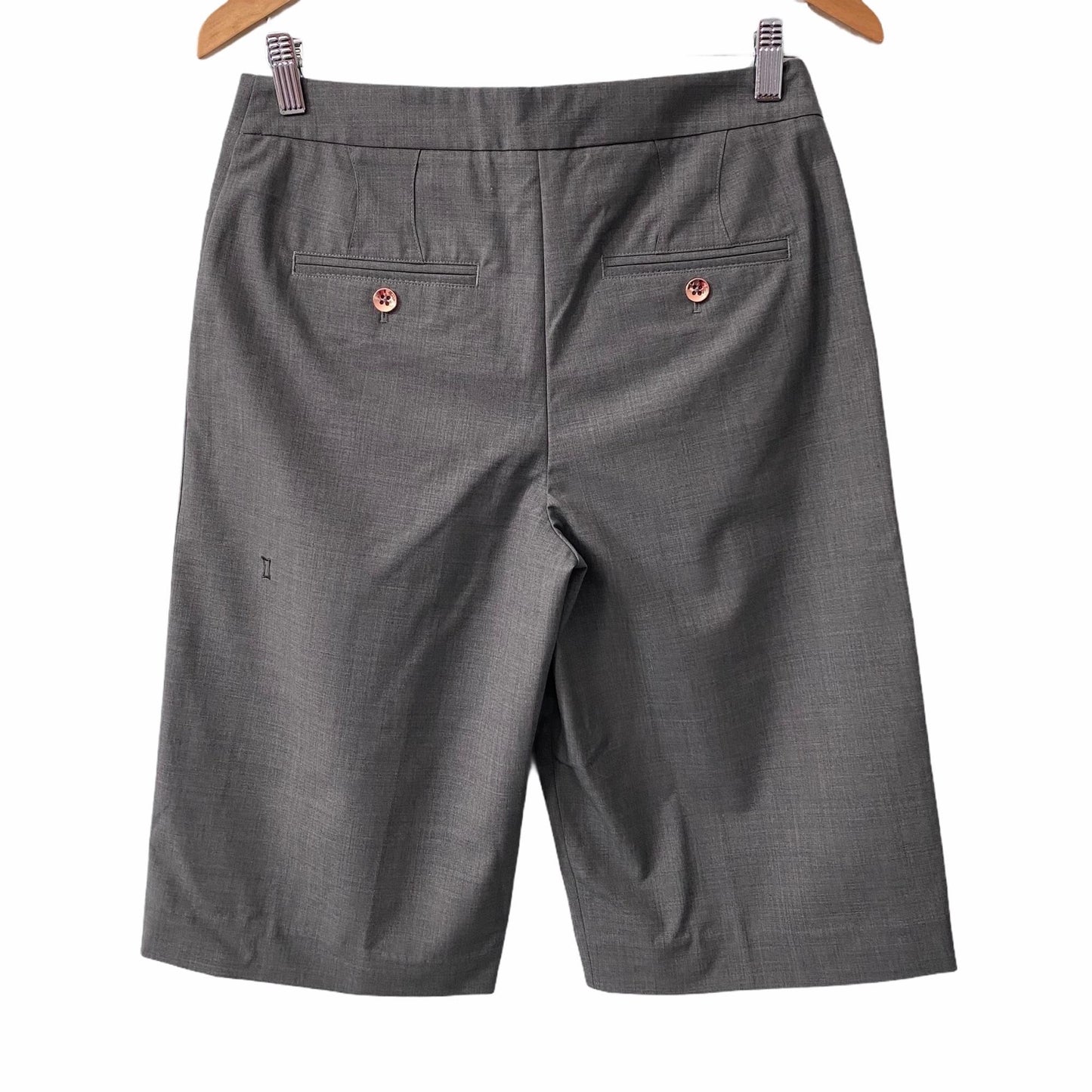 Kit And Ace Gray Bermuda Shorts Womens 4 Wool Silk Pleated Academia Steampunk