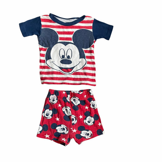 Disney Baby Mickey Mouse Short Sleeve Shorts Pajama Set Infant Size 18M Cotton